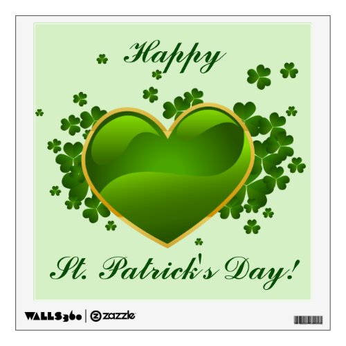 Gold_Trimmed Green Heart with Shamrocks Wall Sticker