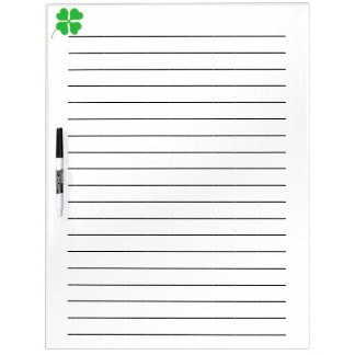 Gold Trimmed Green Shamrock  Lined Dry Erase Board