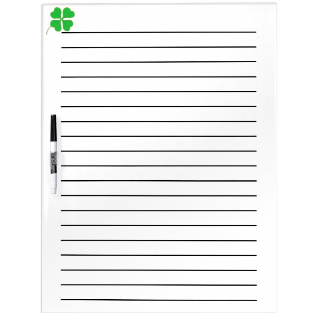 Gold Trimmed Green Shamrock  Lined Dry Erase Board (Front)