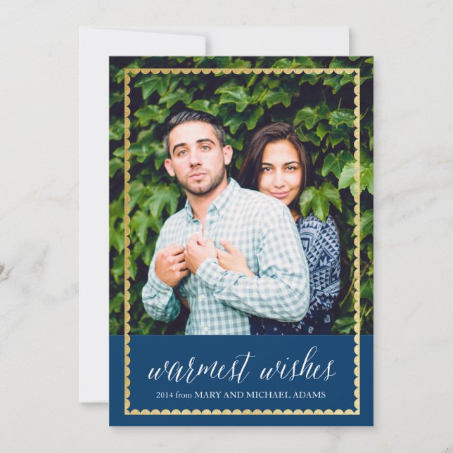 Gold Trimmed Warm Wishes Navy (Front)
