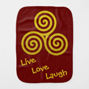 Gold Triple spiral live love laugh Burp Cloth