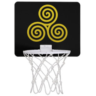 Gold Triple spiral on black Mini Basketball Hoop
