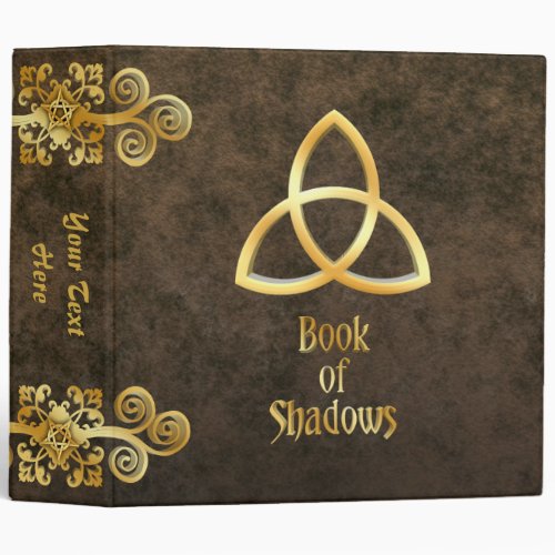 Gold Triquetra Celtic Knot Shadow Book 3 Ring Binder