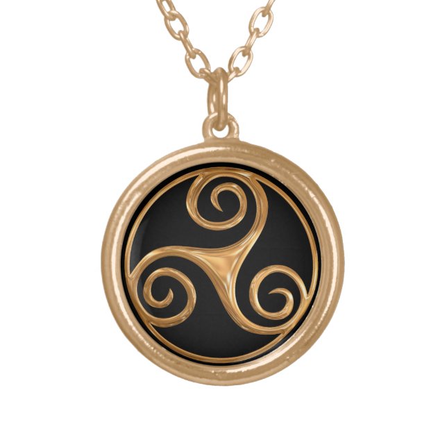 Gold Triskelion Plated Necklace (Front)