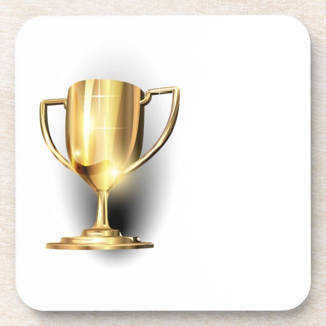 Gold Trophy Beverage Coaster (Front)
