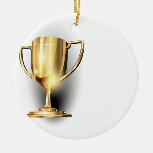 Gold Trophy Ceramic Ornament (Front)