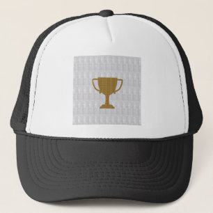 GOLD Trophy Crystal White Background NVN287 Winner Trucker Hat