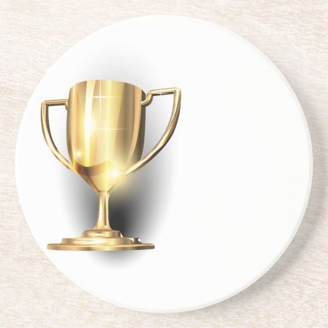 Gold Trophy Drink Coaster (Front)