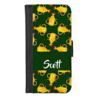 Gold trophy green pattern iPhone 8/7 wallet case