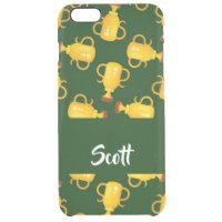 Gold trophy green pattern clear iPhone 6 plus case