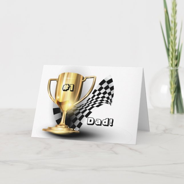 Gold Trophy NUmber One Dad Father's Day Card (Front)