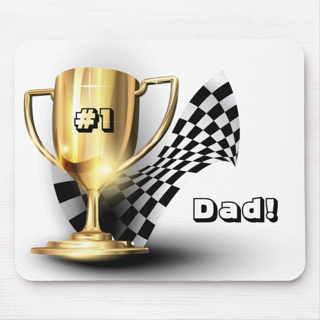 Gold Trophy NUmber One Dad Father's Day Mouse Pad (Front)