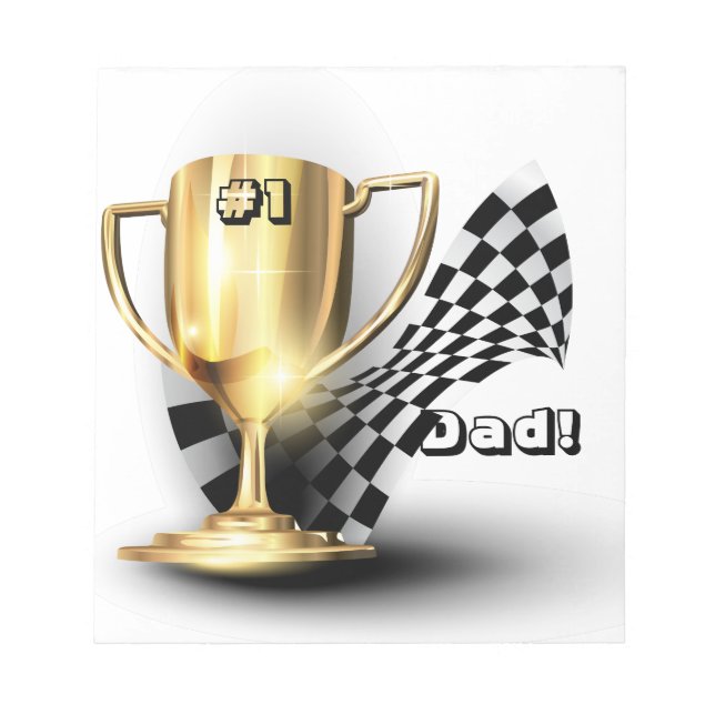 Gold Trophy NUmber One Dad Father's Day Notepad (Front)
