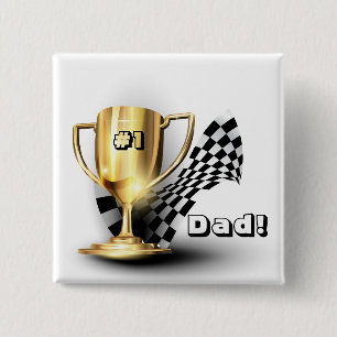 Gold Trophy NUmber One Dad Father's Day Pinback Button