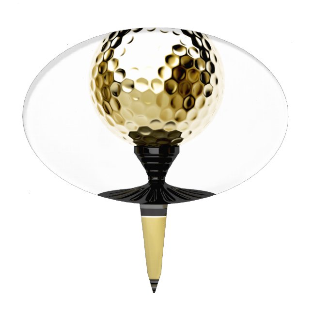 Gold trophy with golf ball cake topper (Front)
