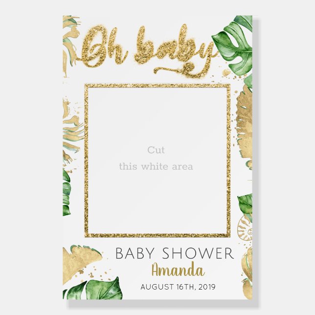Gold Tropical Baby Shower Photo prop Foam Board (Front)