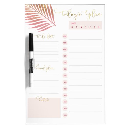Gold Tropical Daily Planner Schedule To Do List  D Dry Erase Board