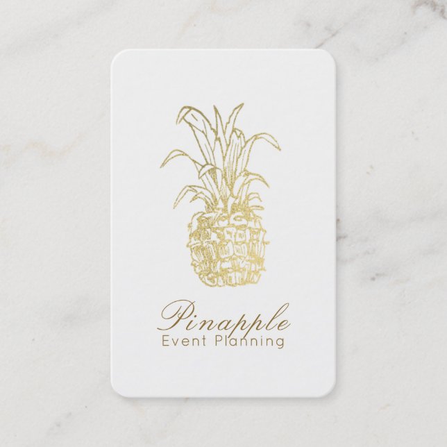 Gold Tropical Elegant Modern Vintage Pineapple Business Card (Front)