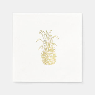 Gold Tropical Elegant Modern Vintage Pineapple Napkins