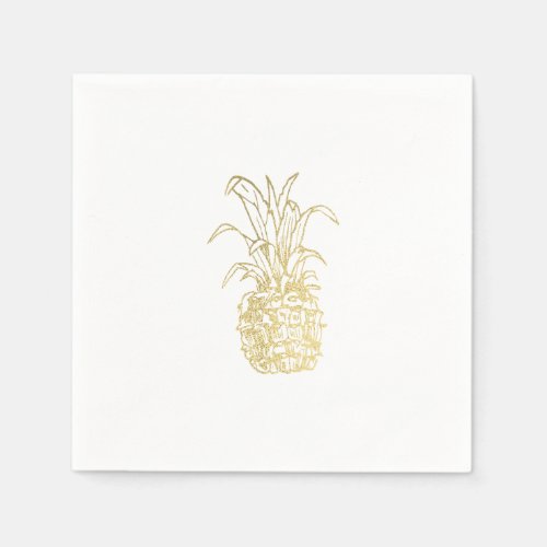 Gold Tropical Elegant Modern Vintage Pineapple Napkins