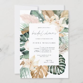 Gold Tropical Floral Bridal Shower Invitation by partypapercreations at Zazzle