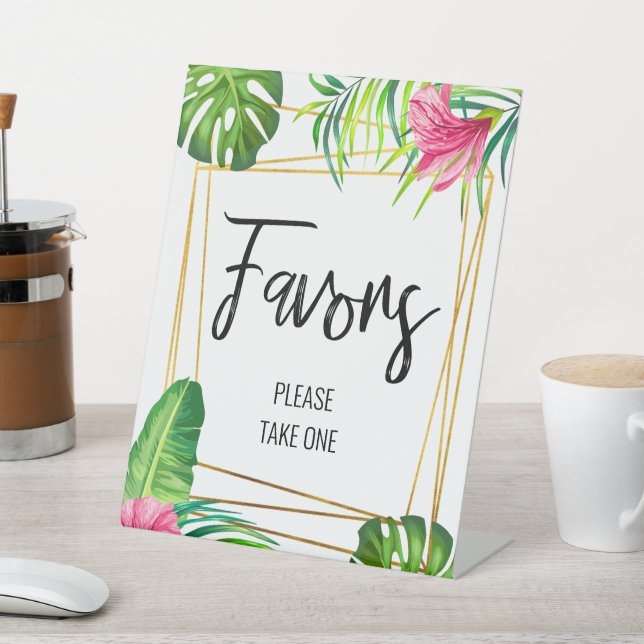 Gold Tropical Floral Favors Sign (In SItu)