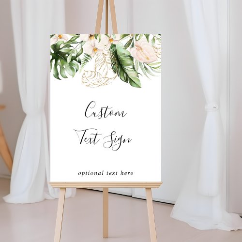 Gold Tropical Foliage Floral Custom Text Sign