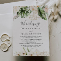 Gold Tropical Foliage Floral Elopement Reception 