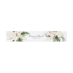 Gold Tropical Foliage Floral Wedding  Invitation Belly Band