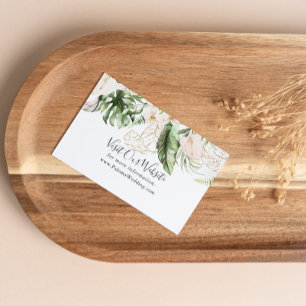 Gold Tropical Foliage Floral Wedding Website Enclosure Card