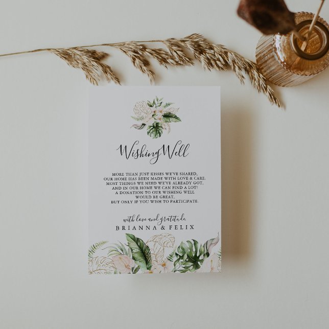 Gold Tropical Foliage Floral Wedding Wishing Well  Enclosure Card (Creator Uploaded)