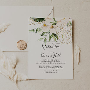 Gold Tropical Foliage Kitchen Tea Bridal Shower Invitation