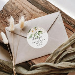 Gold Tropical Foliage Thank You Wedding Favor  Classic Round Sticker<br><div class="desc">This gold tropical foliage thank you wedding favor classic round sticker is perfect for a rustic wedding. The design features hand-painted watercolor gold and tropical green foliage with elegant blush flowers. Make the sticker labels your own by including your names, the event (if applicable), and the date. These stickers can...</div>