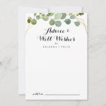 Gold Tropical Green Leaves Wedding Well Wishes Advice Card<br><div class="desc">This gold tropical green leaves wedding well wishes advice card is perfect for a simple wedding. The design features hand-painted beautiful green leaves, adorning a gold geometric frame. These cards are perfect for a wedding, bridal shower, baby shower, graduation party & more. Personalize the cards with the names of the...</div>