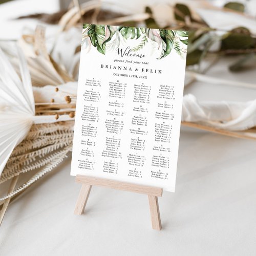Gold Tropical Greenery Alphabetical Seating Chart