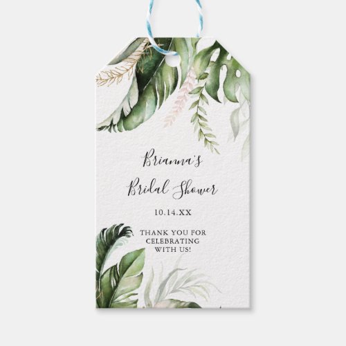 Gold Tropical Greenery Bridal Shower Gift Tags