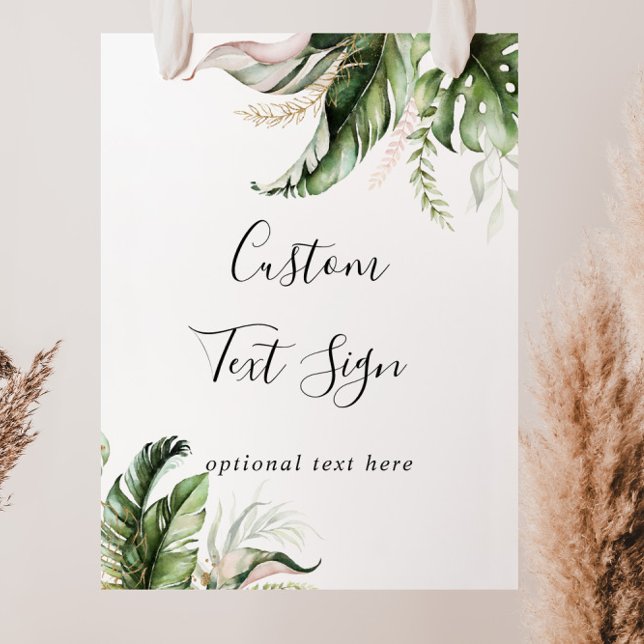 Gold Tropical Greenery Custom Text Sign (Creator Uploaded)