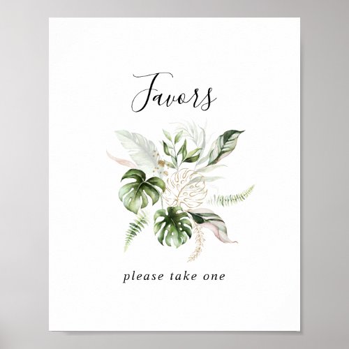 Gold Tropical Greenery Favors Sign