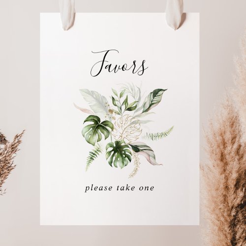 Gold Tropical Greenery Favors Sign