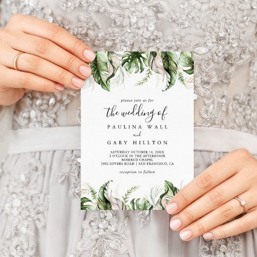 Gold Tropical Greenery The Wedding Of Invitation