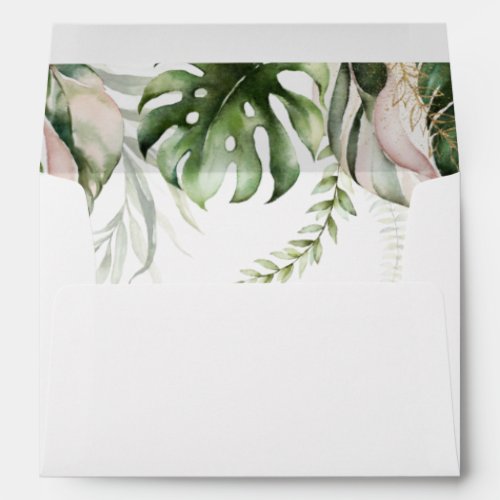 Gold Tropical Greenery Wedding Invitation Envelope