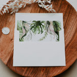 Gold Tropical Greenery Wedding Invitation Envelope<br><div class="desc">This gold tropical greenery wedding invitation envelope is perfect for a destination wedding. The design features hand-painted watercolor gold and green palm and banana leaves with pink flowers neatly arranged into beautiful bouquets.

Personalize the envelope flap with your return address.</div>