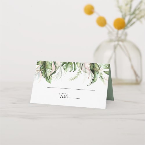 Gold Tropical Greenery Wedding Place Card