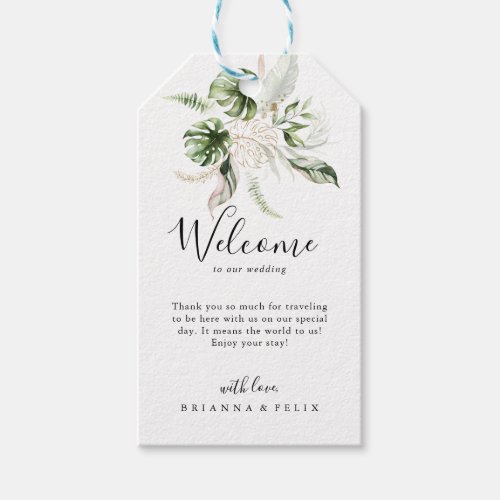Gold Tropical Greenery Wedding Welcome Gift Tags