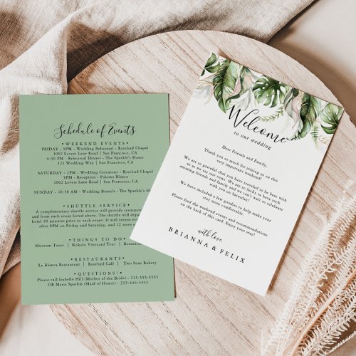 Gold Tropical Greenery Wedding Welcome Letter
