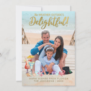 Gold #Tropical #Holidays Christmas Florida Photo Holiday Card