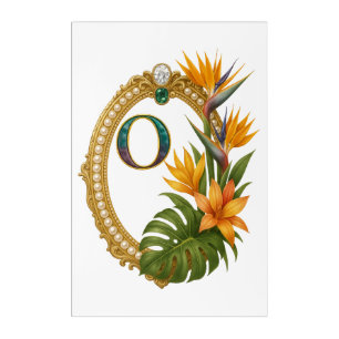 Gold Tropical Monogram Letter O Luxury Acrylic Print