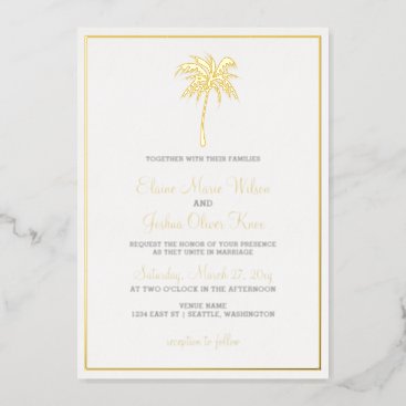Gold Tropical Palm Tree Wedding Invitations