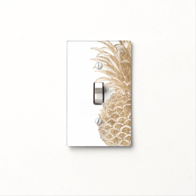 Gold Tropical Pinneapple Light Switch Cover (In Situ)