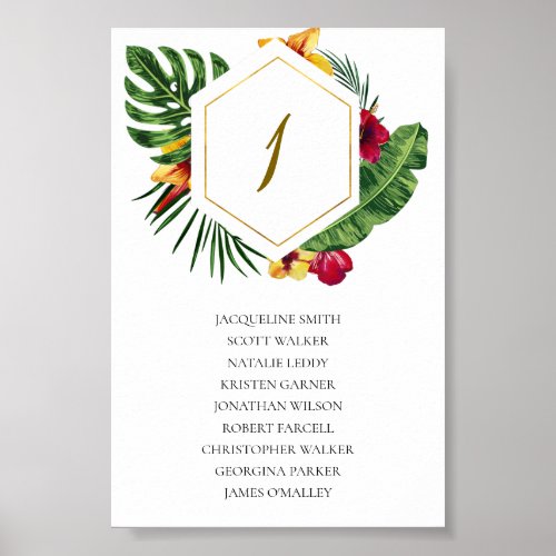 Gold Tropical Wedding Seating Chart